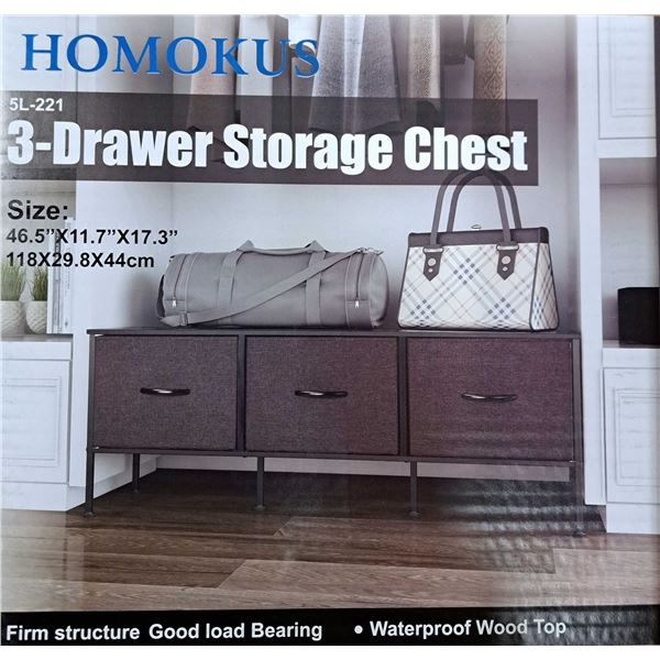 NEW HOMOKUS 3 DRAWER STORAGE CHEST