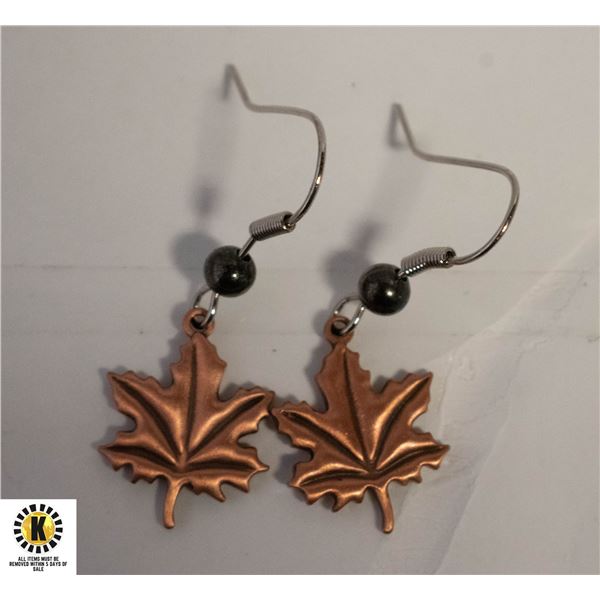 MAPLE LEAF EARRINGS (SIGNED/