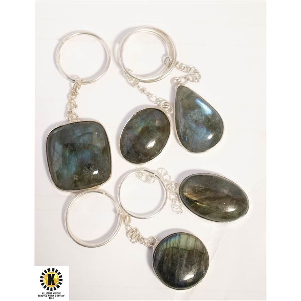 5 LABRADORITE 925 SILVER PLATED KEY CHAINS