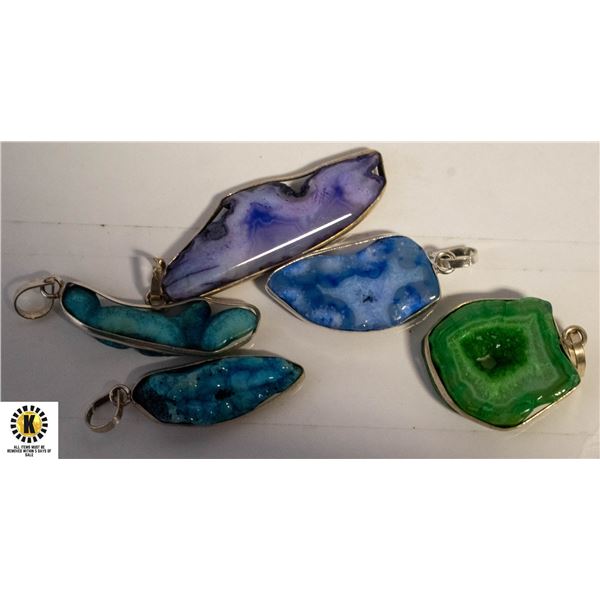 5 AGATE GEMSTONE 925 SILVER PLATED