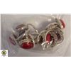 Image 1 : 10 CORAL GEMSTONE 925 SILVER PLATED RINGS