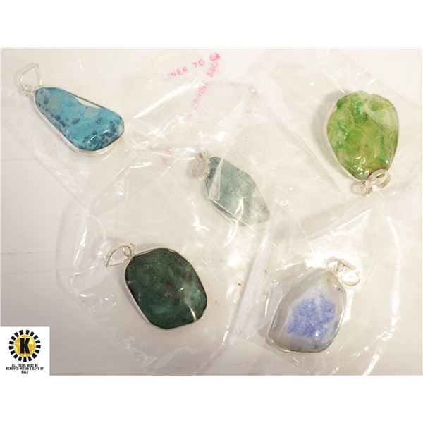 5 AGATE GEMSTONE 925 SILVER PLATED