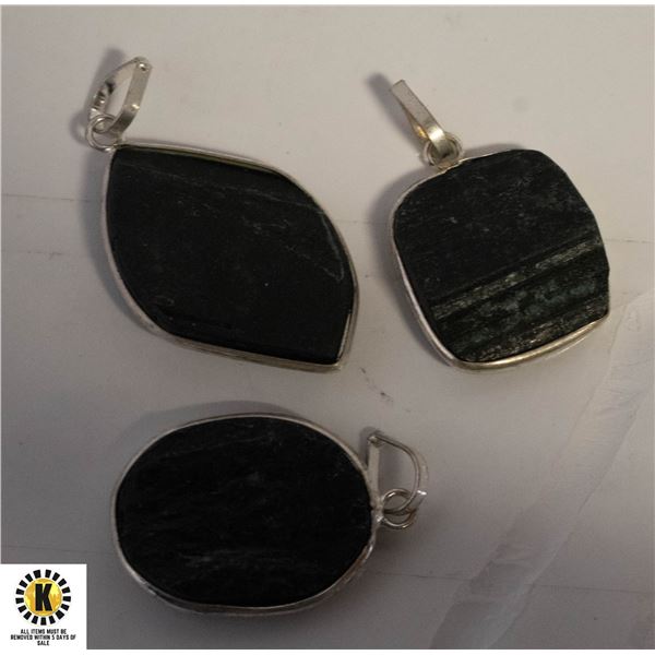 3 BLACK NATURAL TOURMALINE 925