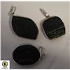 Image 1 : 3 BLACK NATURAL TOURMALINE 925