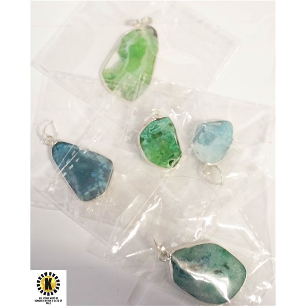 5 AGATE GEMSTONE 925 SILVER PLATED