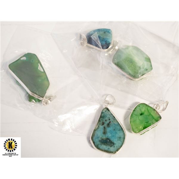 5 AGATE GEMSTONE 925 SILVER PLATED