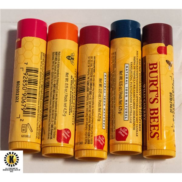 5 BURT'S BEES 100% NATURAL MOISTURIZING