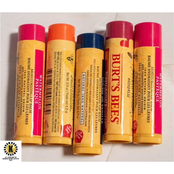 5 BURT'S BEES 100% NATURAL MOISTURIZING