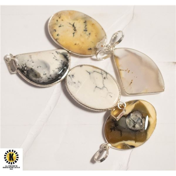 5 DENDRITIC OPAL 925 SILVER PLATED