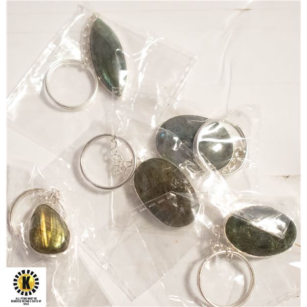 5 LABRADORITE 925 SILVER PLATED KEY CHAINS