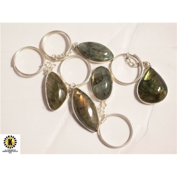 5 LABRADORITE 925 SILVER PLATED KEY CHAINS