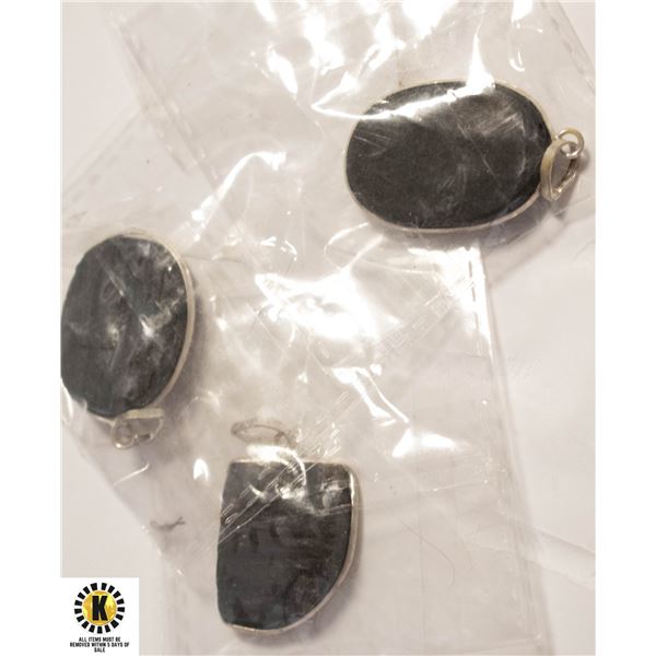 3 BLACK NATURAL TOURMALINE 925