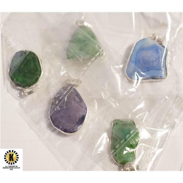 5 AGATE GEMSTONE 925 SILVER PLATED