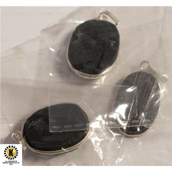 3 BLACK NATURAL TOURMALINE 925