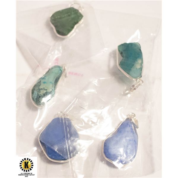 5 AGATE GEMSTONE 925 SILVER PLATED