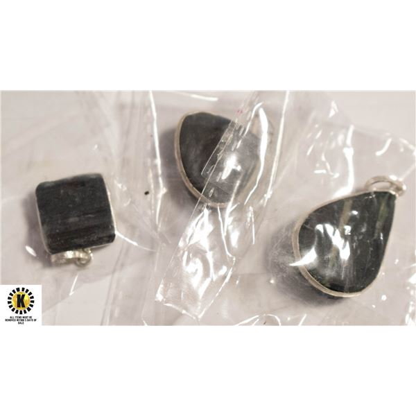 3 BLACK NATURAL TOURMALINE 925