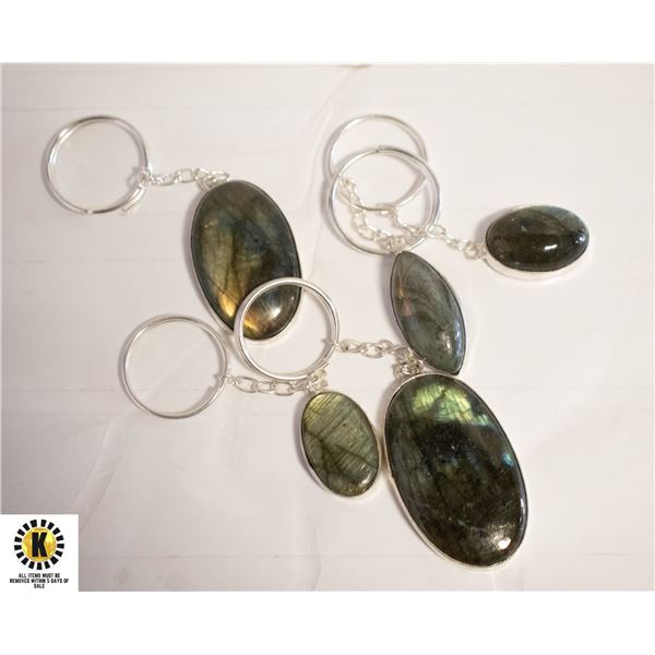 5 LABRADORITE 925 SILVER PLATED KEY CHAINS