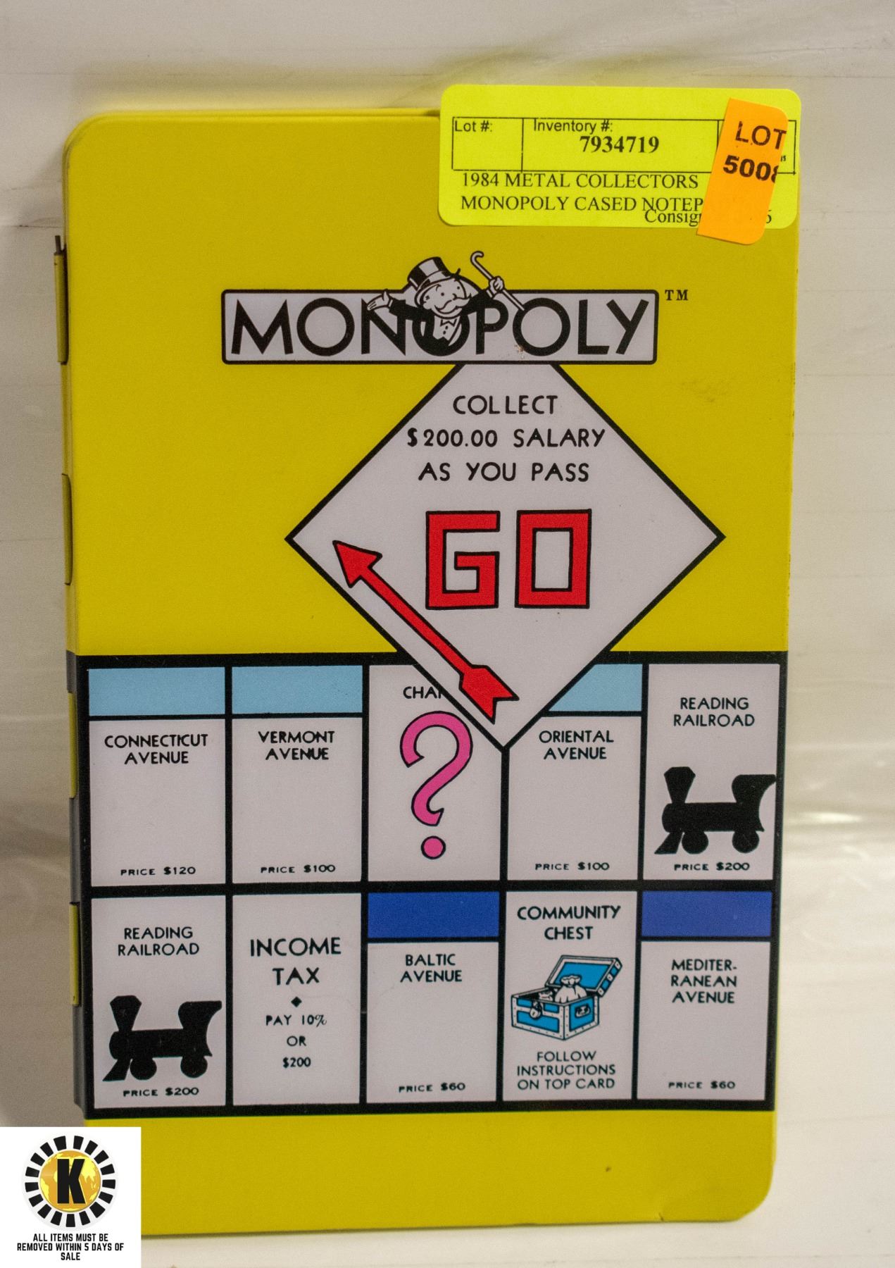 Monopoly Notepad 1984 METAL COLLECTORS MONOPOLY CASED NOTEPAD