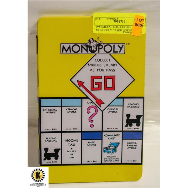 1984 METAL COLLECTORS MONOPOLY CASED NOTEPAD