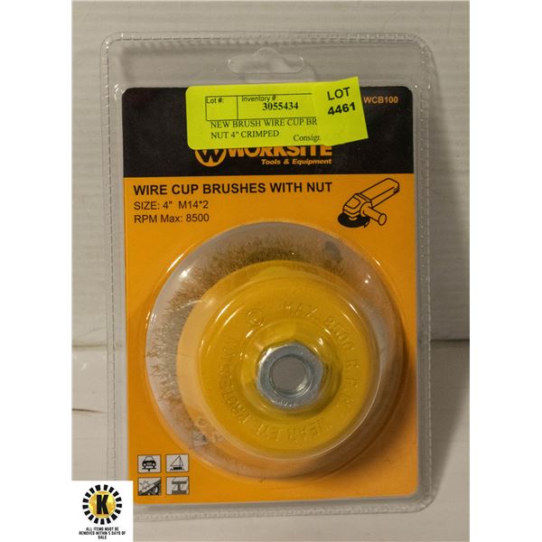 NEW BRUSH WIRE CUP BRUSH WITH NUT 4" CRIMPED