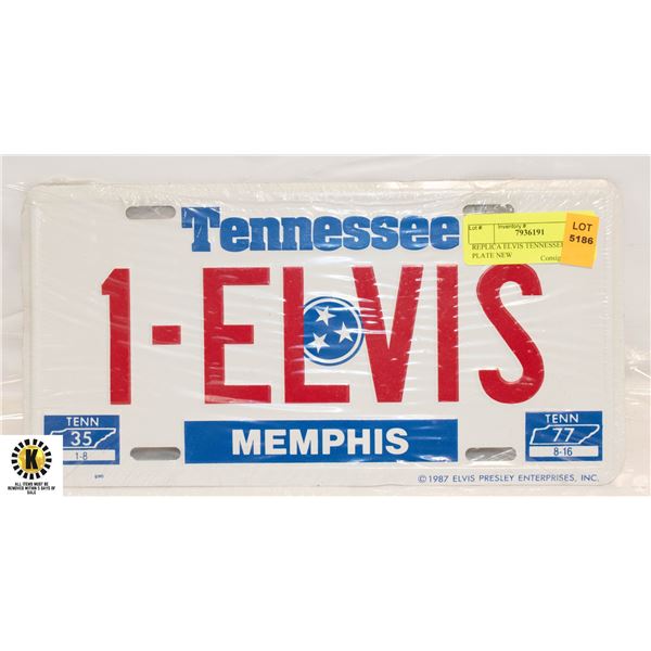 REPLICA ELVIS TENNESSEE LICENSE PLATE NEW