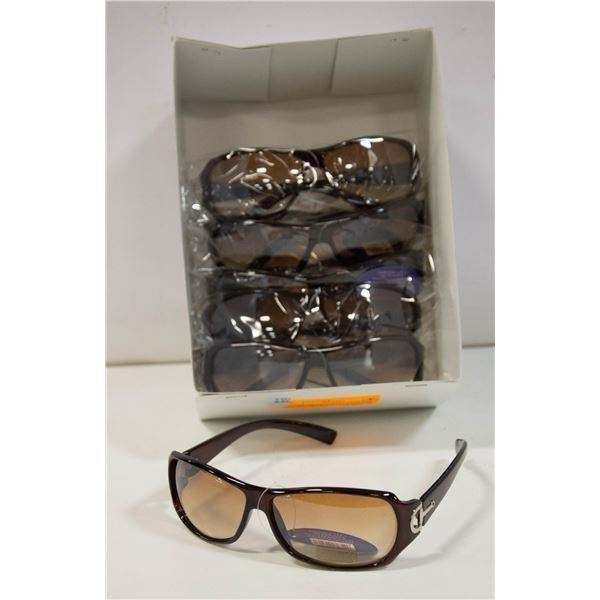 6 PAIRS BROWN WITH CHROME ACCENT MODERN SUNGLASSES