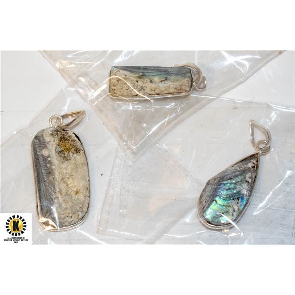 3 ABALONE SHELL 925 SILVER PLATED