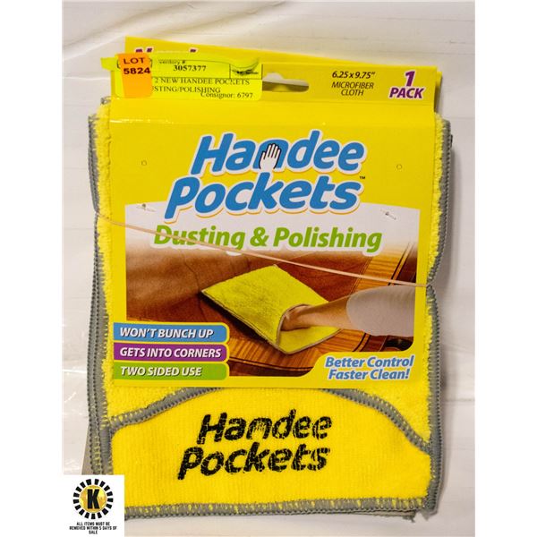 LOT OF 2 NEW HANDEE POCKETS FOR DUSTING/POLISHING