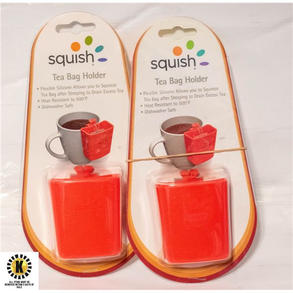 TWO NEW SQUISH TEA BAG HOLDERS