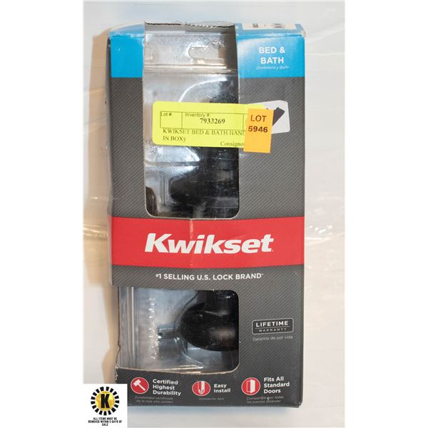 KWIKSET BED & BATH HANDLE SET IN BOXÿ