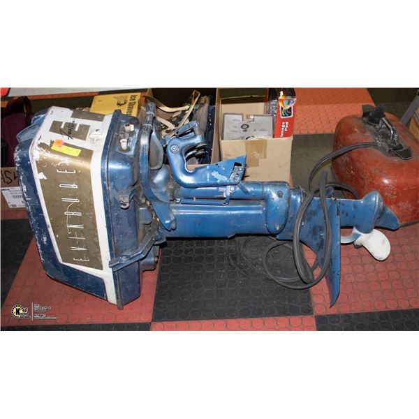 EVINRUDE BOAT MOTOR WITH OUTBOARD METAL GAS CAN