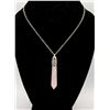 NEW ROSE QUARTZ POLISHED PENDANT SET IN STAINLESS