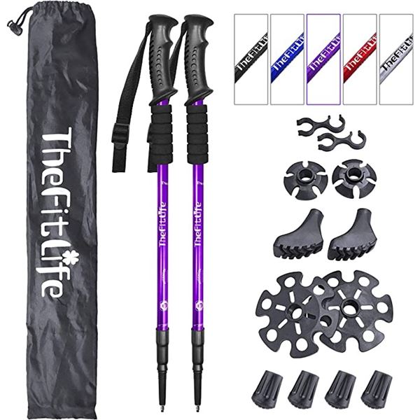 NEW THE FITLIFE PURPLE TREKING / WALKING POLES