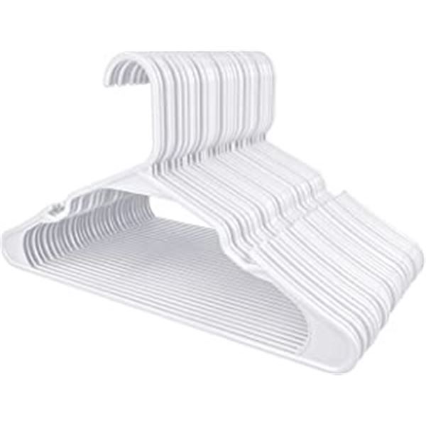 CASE OF 50 NEW WHITE PLASTIC HANGERS