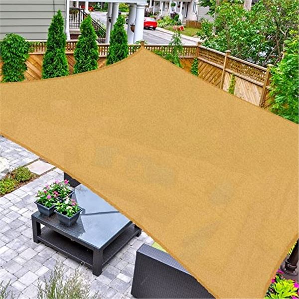 NEW 10 X 10' SAND COLOUR SUN SHADE SAIL WITH ROPE