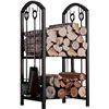 Image 1 : NEW FIREPLACE LOG RACK WITH 4 TOOLS