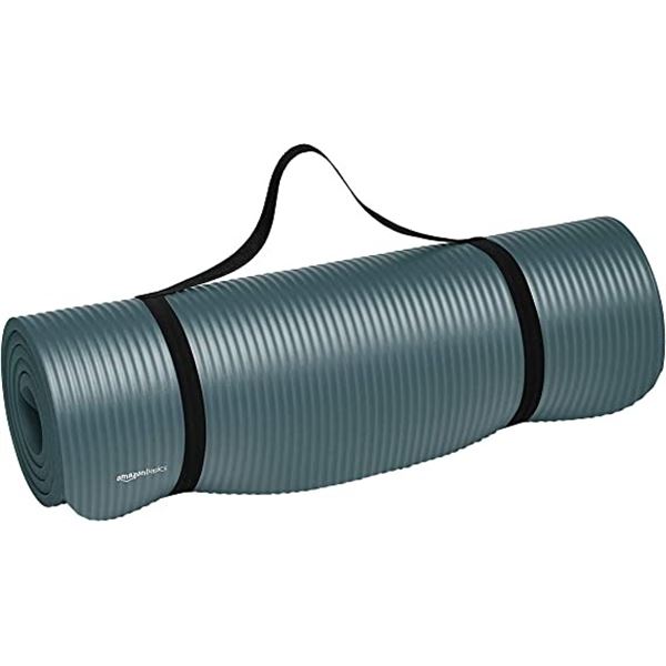 NEW AMAZON BASICS GREY .5" THICK YOGA/EXERCISE MAT