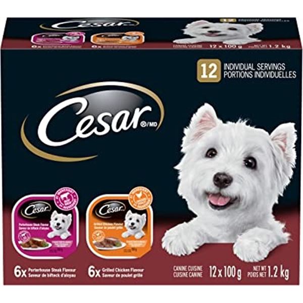 NEW CASE OF 12 CESAR DOG WET FOOD, CANINE CUISINE