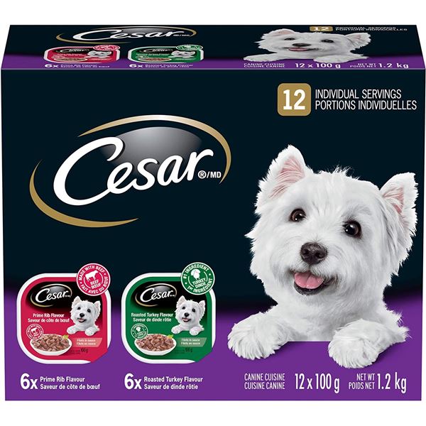 NEW CASE OF 12 CESAR DOG WET FOOD, CANINE CUISINE