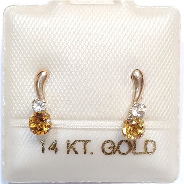 S160-92 14K CITRINE & MOONSTONE EARRINGS