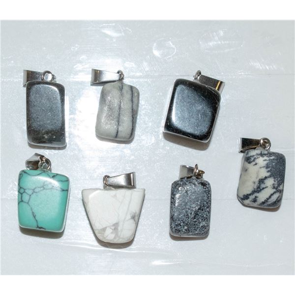 BUNDLE OF POLISHED GEMSTONE PENDANTS: WHITE-