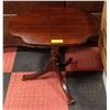 Image 1 : ANTIQUE PEDESTAL SIDE TABLE W/ BRASS WHEELS