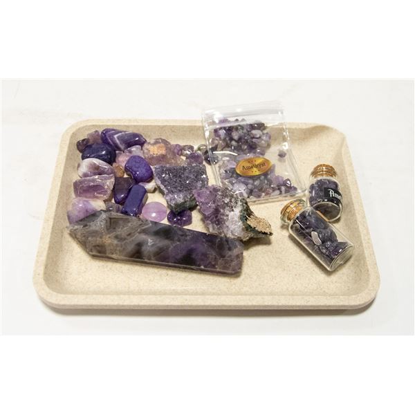TRAY OF AMETHYST GEMSTONES
