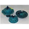2 BLUE TURKISH CANDY DISHES + EXTRA LID