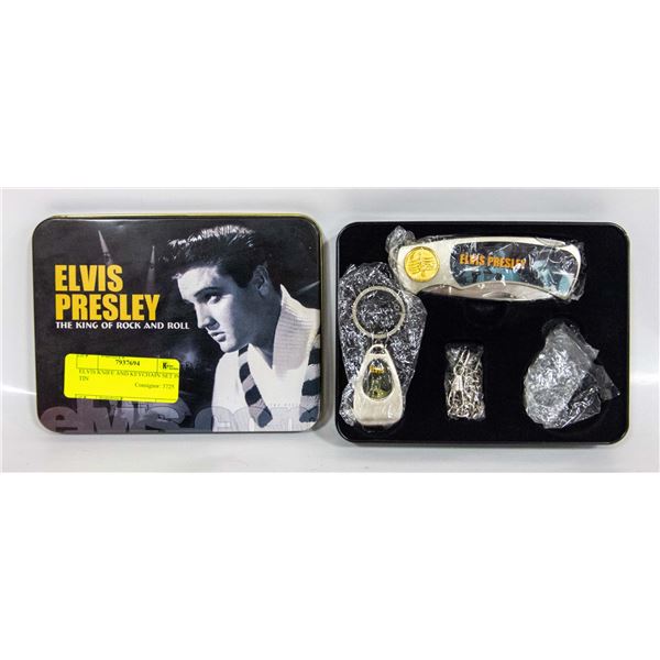 ELVIS KNIFE AND KEYCHAIN SET IN TIN