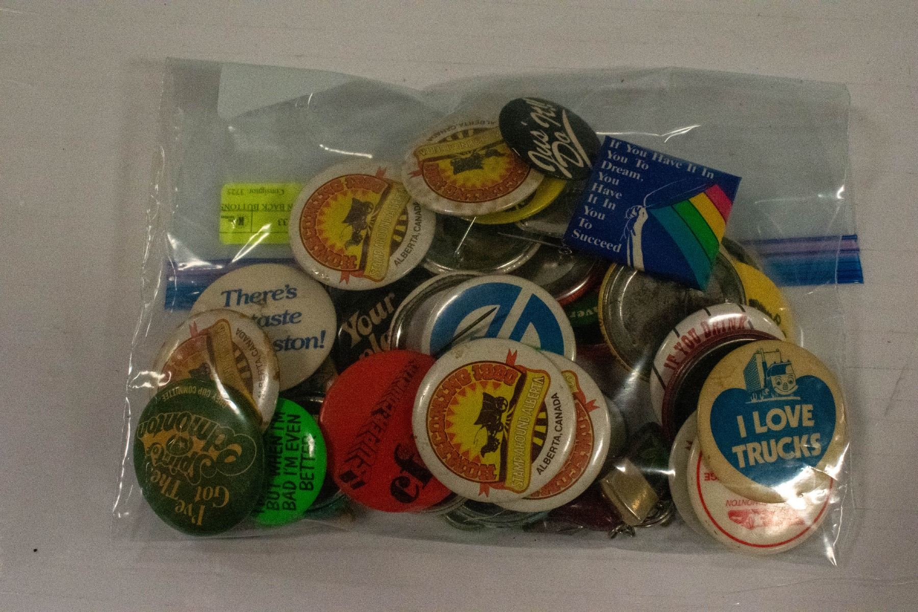 LOT ASSORTED PIN BACK BUTTONS