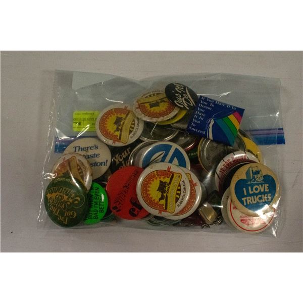 LOT ASSORTED PIN BACK BUTTONS