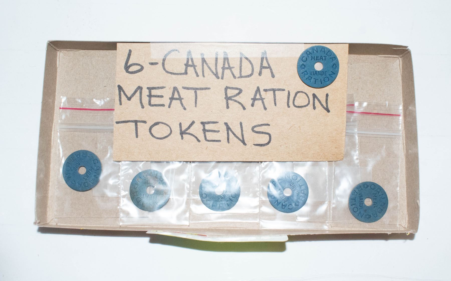 6 - CANADA MEAT RATION TOKENS - WWII - 1940'S