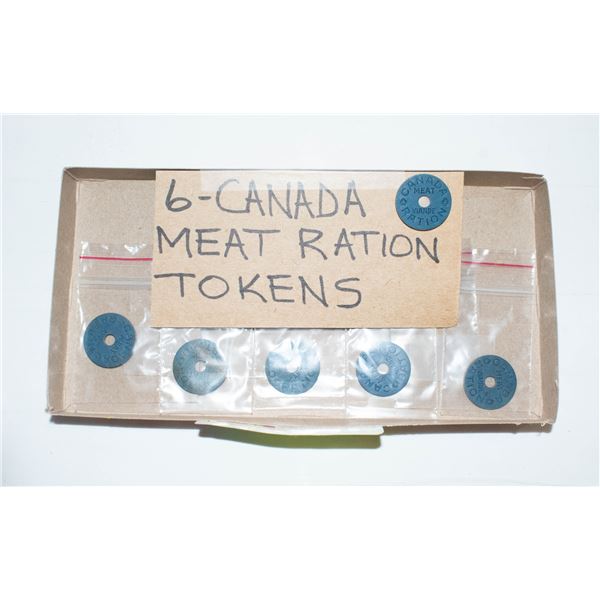 6 - CANADA MEAT RATION TOKENS - WWII - 1940'S