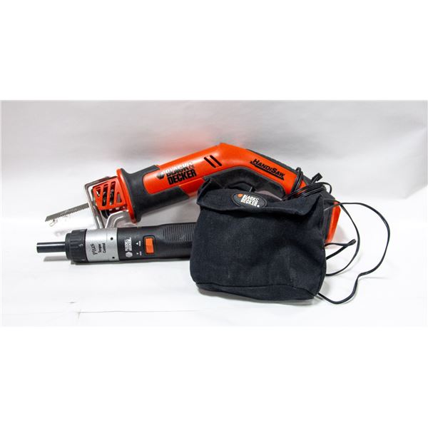 3 PIECE BLACK & DECKER TOOL SET; SAWZALL, POWER